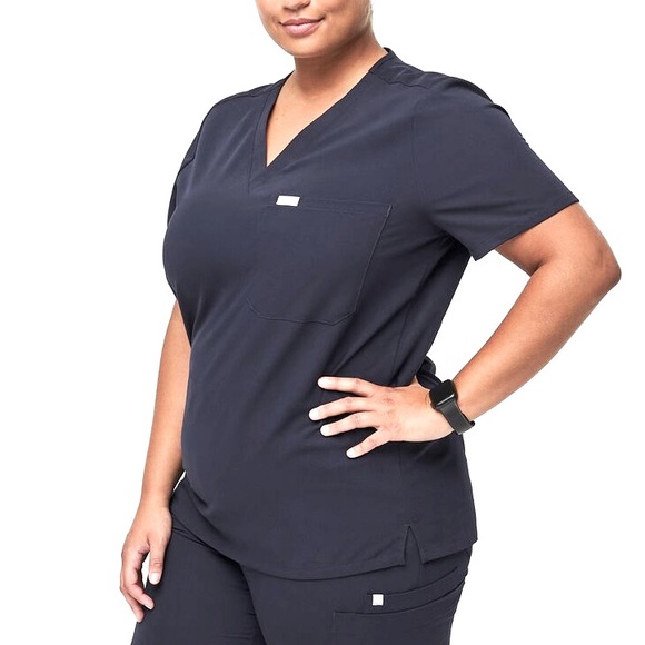 Figs Catarina One-Pocket Scrub Top Size XL Faded Navy Blue Medical Workwear - Picture 7 of 8